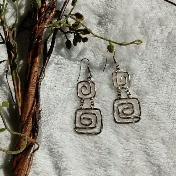 Abstract Hammered Earrings - Picture 2 of 3